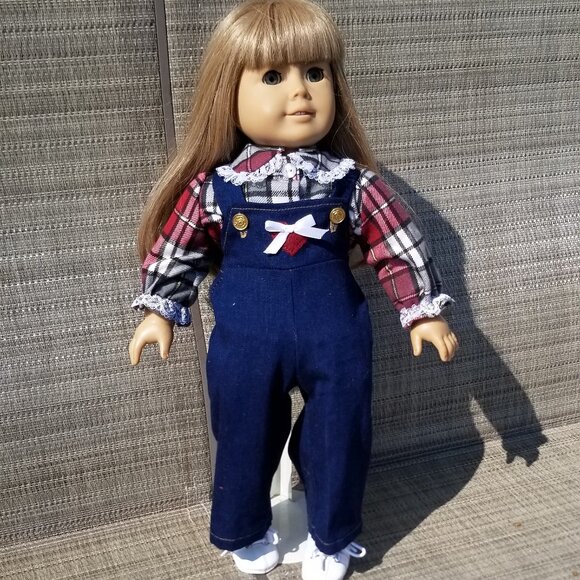 Hand Crafted AG Bib Overalls and Flannel Blouse - Picture 2 of 5